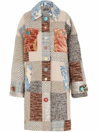 Shop Dolce & Gabbana patchwork single-breasted coat with Express Delivery - FARFETCH
