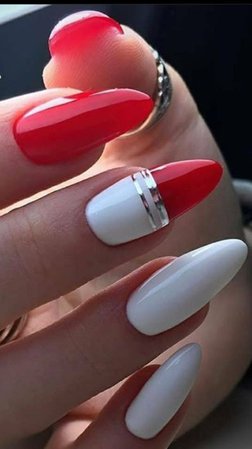 White/Red Nails