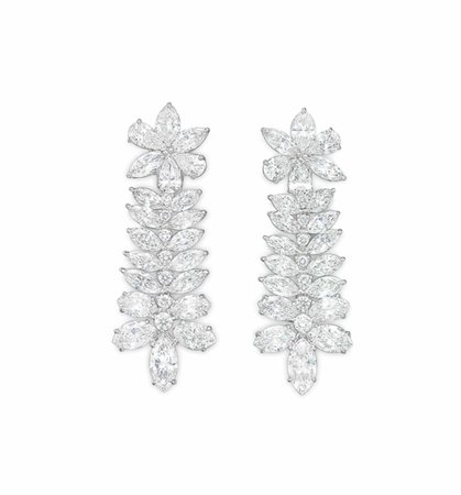 PAIR OF DIAMOND EAR PENDANTS, BY CARVIN FRENCH