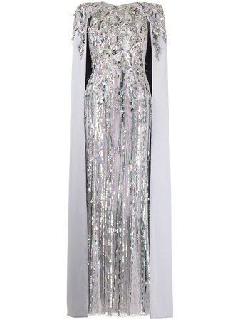 Jenny Packham crystal-embellished Cape Gown - Farfetch