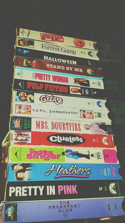 • film mine movies vintage Halloween VHS pulp fiction Clueless grease girl interrupted breakfast club forrest gump Heathers pretty in pink stand by me American pie pretty woman The Wedding Singer strangenumb •