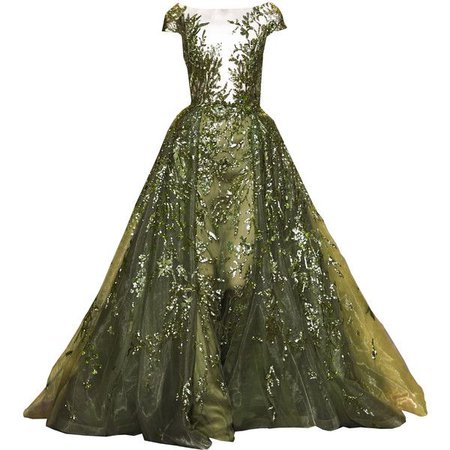 Dark Forest Green Evening Gown