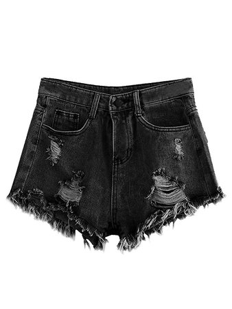 Black Distressed Jean Shorts