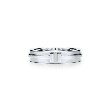 Tiffany T Two narrow ring in 18k white gold. | Tiffany & Co.