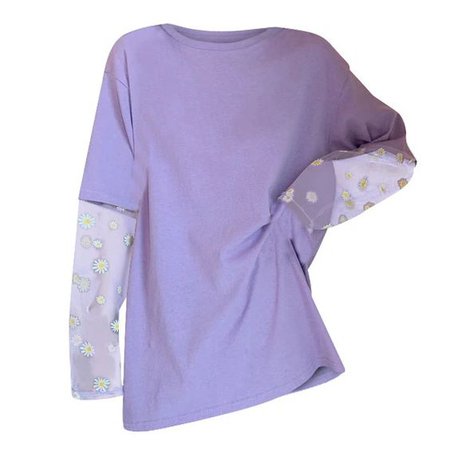 layered purple oversize flower shirts