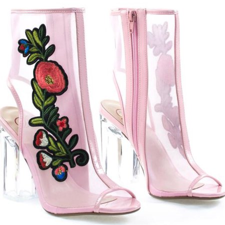 pink boots with clear block heel - Google Search