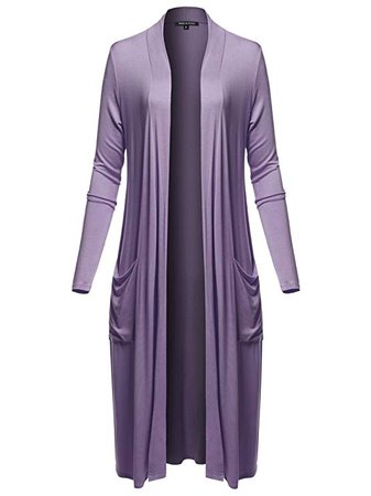Made by Emma Women's Solid Kimono 3/4 Sleeves Wrap Side Slits Long Cardigan at Amazon Women’s Clothing store: