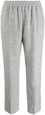 mottled check trousers