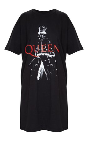 Black Queen Slogan T Shirt Dress | PrettyLittleThing USA