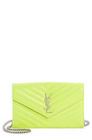 Saint Laurent Monogramme Quilted Leather Wallet on a Chain | Nordstrom