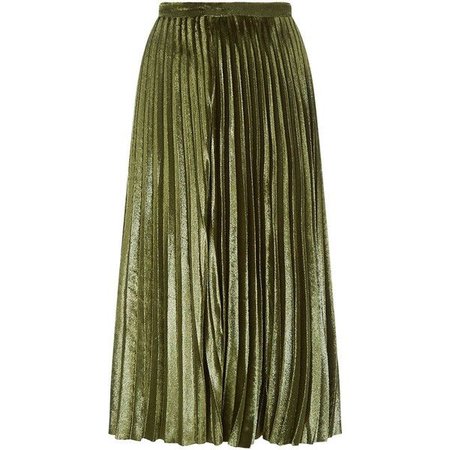 whistles army green pleated metallic skirt