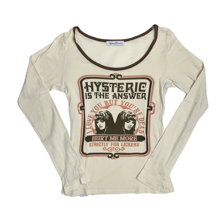 Hysteric Glamour cream long sleeve graphic top... - Depop