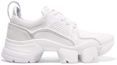 Jaw Mesh And Suede-trimmed Leather, Neoprene And Rubber Sneakers - White