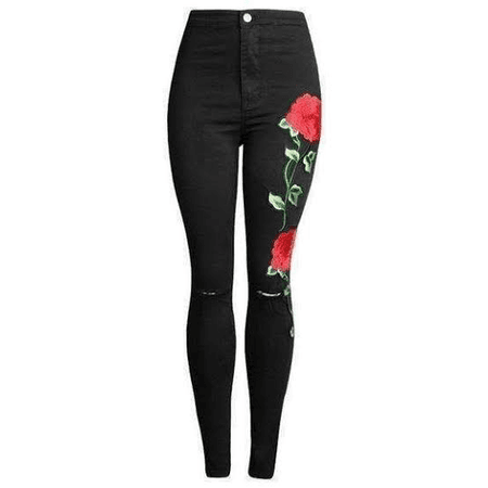Black Jeans with Roses