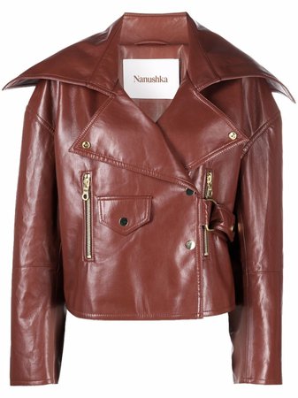 Shop Nanushka cropped biker jacket with Express Delivery - FARFETCH