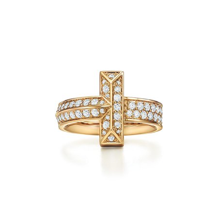 Tiffany T T1 wide diamond ring in 18k gold, 4.5 mm wide. | Tiffany & Co.