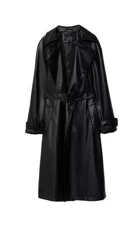 Long faux leather trench coat - Women's See all | Stradivarius United States