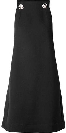 Crystal-embellished Wool-twill Mini Dress - Black