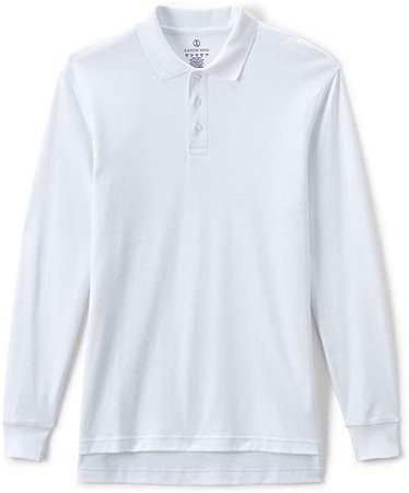 Lands' End School Uniform Men's Tall Long Sleeve Interlock Polo Shirt X-Large Classic Navy at Amazon Men’s Clothing store
