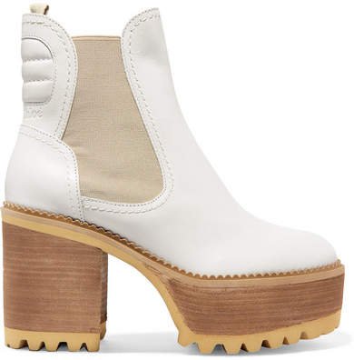Erika Leather Platform Ankle Boots - White