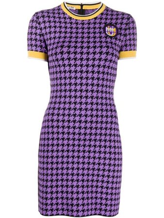 Miu Miu Knitted Houndstooth Dress MMA6851V8N Purple | Farfetch