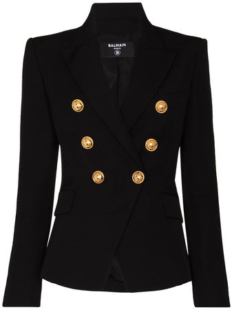 Shop Balmain double-breasted wool blazer with Express Delivery - FARFETCH