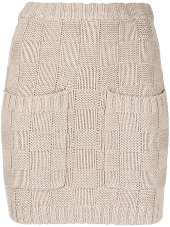 STAUD check-pattern Knitted Skirt - Farfetch