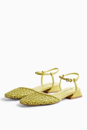 ALICIA Green Woven Ankle Tie Shoes | Topshop