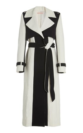 Call Me Cruella De Vil Belted Color-Block Linen Trench Coat by Maggie Marilyn | Moda Operandi