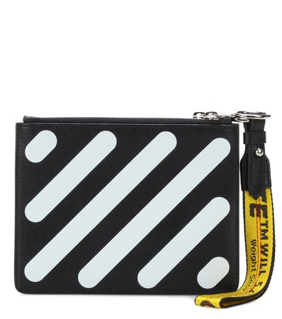 OFF-WHITE Diagonal Double Flap leather pouc