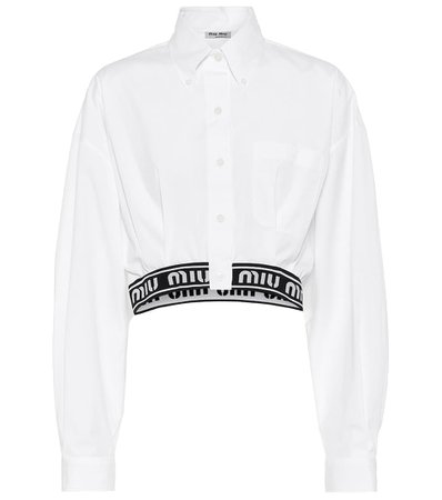 Logo Cropped Cotton Shirt | Miu Miu - Mytheresa
