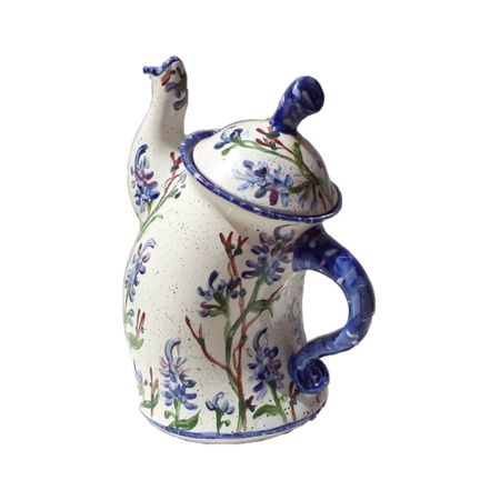 curved porcelain painted tea pot