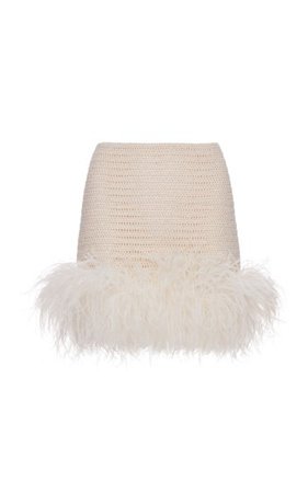 Feather-Trimmed Crochet Mini Skirt By Magda Butrym | Moda Operandi
