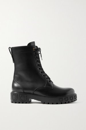 Chopper Leather Ankle Boots - Black