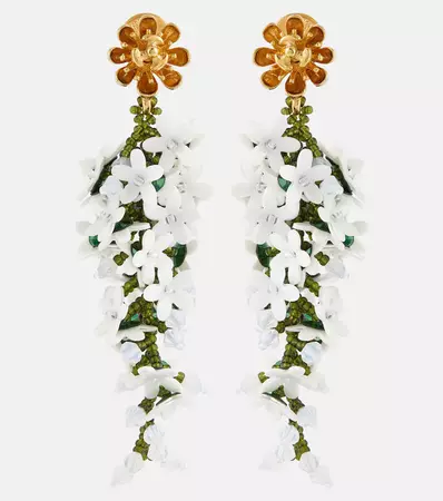 Cascading Flower Earrings in White - Oscar De La Renta | Mytheresa