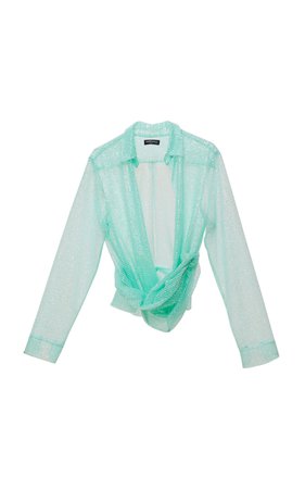 Pastel Blue Sparkling Draped Shirt by Mach & Mach | Moda Operandi