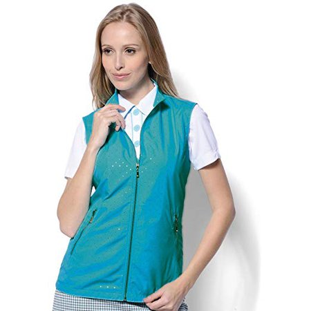 Amazon.com : Monterey Club Ladies' Lightweight Sparkling Dot Microfiber Poplin Zip- up Vest #2771 : Clothing