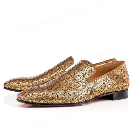 Christian Louboutin Men Dandelion Flat Gold Loafers - Christian Louboutin Sale Shop