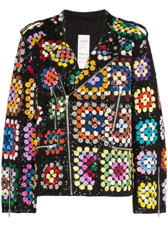Ashish sequin-embellished crochet biker jacket £1,610 - Fast Global Shipping, Free Returns