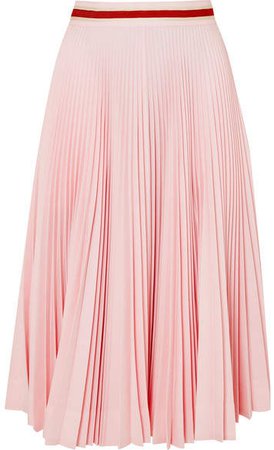 Pleated Crepe Midi Skirt - Baby pink
