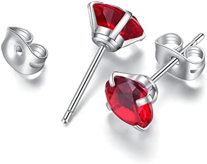 Amazon.com: 6 Pairs Stud Earrings Set, Hypoallergenic Cubic Zirconia Earrings 316L Stainless Steel CZ Earrings 3-8mm (Red CZ): Clothing, Shoes & Jewelry