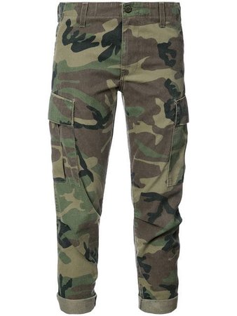 Re/Done Camouflage Print Cropped Trousers - Farfetch