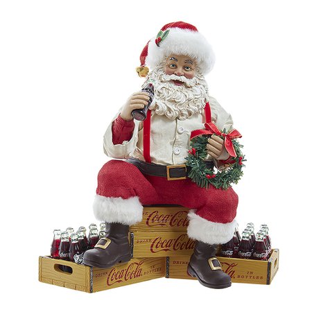 Buy Kurt S. Adler Coca Cola Santa Sitting On Crates Ornament - Red | AMARA