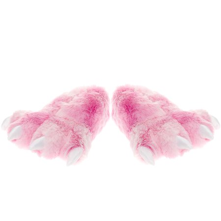 Wishpets - Wishpets Grizzly Pink Bear Animal Furry Fuzzy Soft Paw Claw Slippers Shoe - Walmart.com - Walmart.com