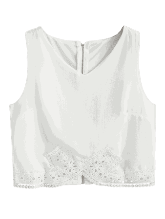 2019 Crochet Lace Panel Back Zip Tank Top In WHITE L | ZAFUL