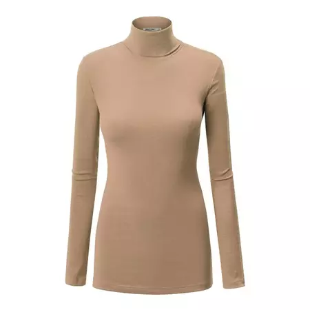 Made by Johnny Women's Long Sleeve Rib Turtleneck Top Pullover Sweater L TAUPE - Walmart.com