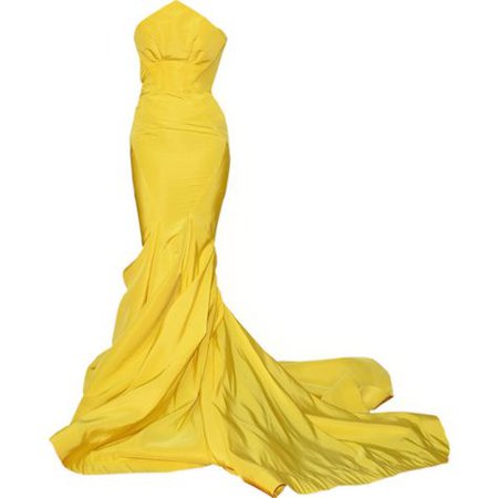 Strapless Yellow Evening Gown
