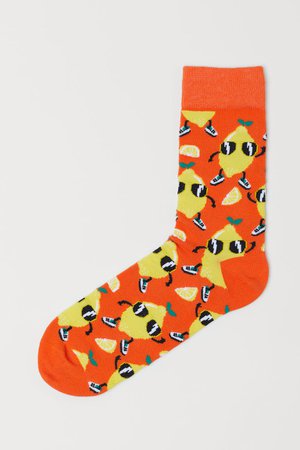 Jacquard-knit Socks - Orange/lemons - Men | H&M US