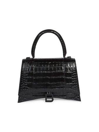 Shop Balenciaga Medium Hourglass Croc-Embossed Leather Top Handle Bag | Saks Fifth Avenue