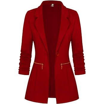 Amazon.com: Urban CoCo Women's Office Blazer Jacket Open Front (L, Dark Green) : Clothing, Shoes & Jewelry